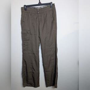 Anthropologie HeiHei Wide Leg Pants Cargo Utility Olive Green Tencel Rayon Sz 8